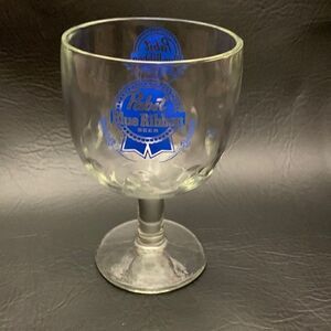Pabst Blue Ribbon Beer Blue 16 Ounces Cold Draft Beer Glass  Stemmed Mug 6 Inch